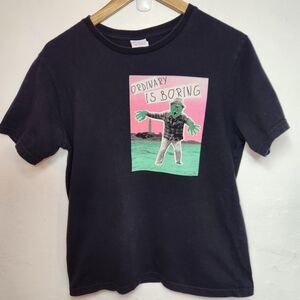 Zara Men's Fitted Black Ordinary Is Boring Graphic Tee Short Sleeve Adult M